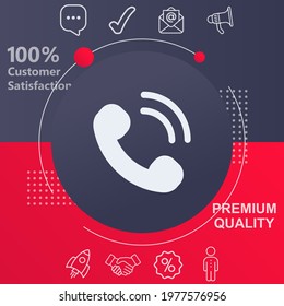 phone icon. Customize your design with a navy and red colored background template