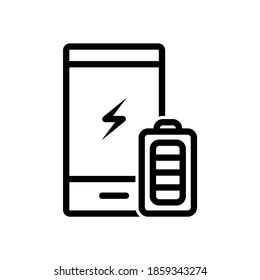 icono de teléfono decorado con el icono de la batería y con el estilo de contorno