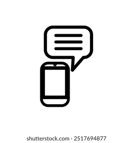 phone icon design with message window, smartphone, message notification, message window, vector illustration