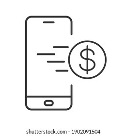 Phone icon with dollar symbol. Vector illustration. Conceptual business icon. Online shopping icon