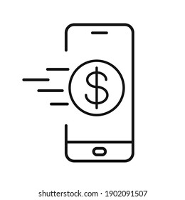 Phone icon with dollar symbol. Vector illustration. Conceptual business icon. Online shopping icon