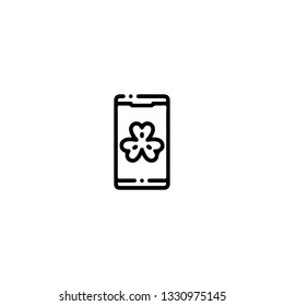 Phone icon, flat design line art thin style. Saint Patrick's Day vector illustration
