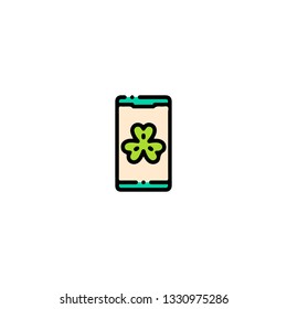 Phone icon, flat design line art thin style. Saint Patrick's Day vector illustration