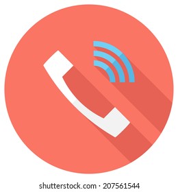 Phone icon. Flat design style modern vector illustration. Isolated on stylish color background. Flat long shadow icon. Elements in flat design.