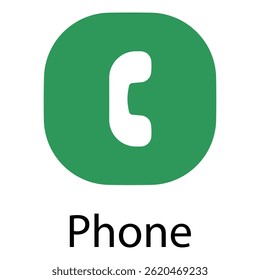 Phone icon, flat design template, Flat phone app green symbol. Designed for web and software interfaces. vector illustration. 