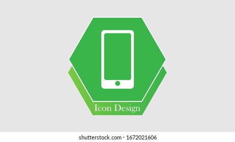 Phone Icon Flat with green hexagon background.
