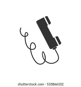 Phone icon flat. Illustration isolated on white background. Vector grey sign symbol