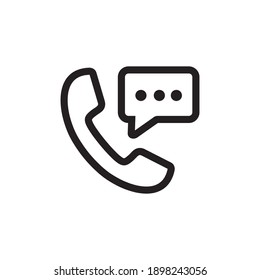 Phone icon in flat line isolated on white background. Telephone message symbol. Call sign business concept. Vector illustration.