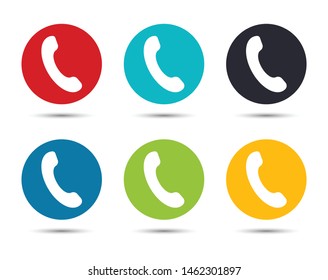 Phone icon flat round button set illustration design isolated on white background