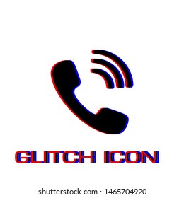 Phone icon flat. Simple pictogram - Glitch effect. Vector illustration symbol