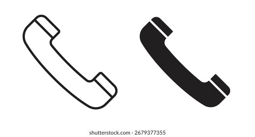 Icono de teléfono plano y paquete de estilo de trazo sobre fondo blanco. Ilustraciones vectoriales