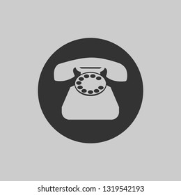 Phone icon in flat style isolated on gray background. Retro telephone symbol. Vector illustration EPS 10.