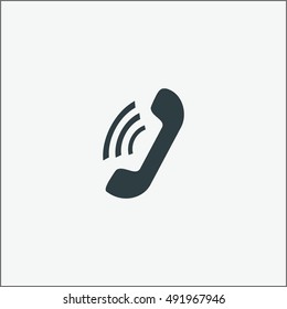 Phone icon in flat style isolated on background. Telephone symbol.