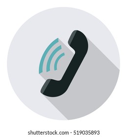 Phone icon in flat style isolated on background. Telephone symbol.