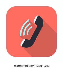 Phone icon in flat style isolated on background. Telephone symbol.
