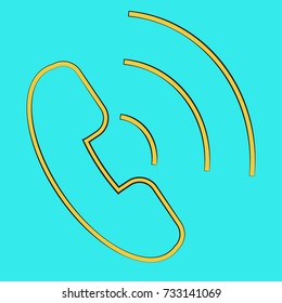 A phone icon in a flat style, isolated on a turquoise background. A telephone symbol for your design, logo, user interface. Vector illustration