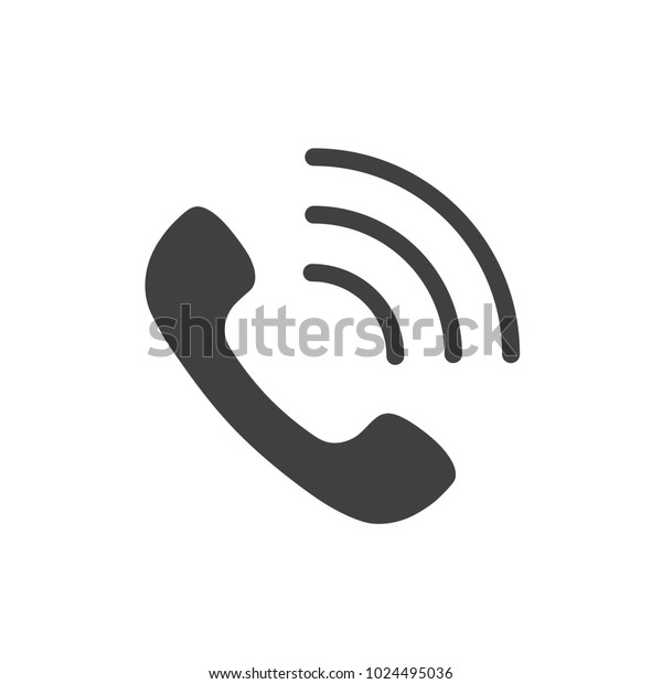 白い背景に平らなスタイルの電話アイコン ベクター電話のサイン 波とハンドセット 電話記号 のベクター画像素材 ロイヤリティフリー