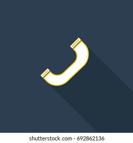 Phone icon in flat style with long shadow, isolated vector illustration on blue transparent background