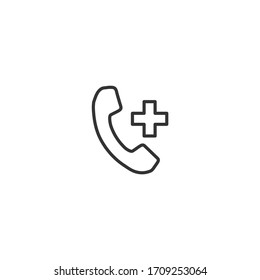 Phone icon in flat style. Telephone - call symbol. Call for help. Vector illustration