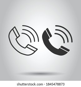 Phone icon in flat style. Telephone call vector illustration on white isolated background. Mobile hotline business concept.