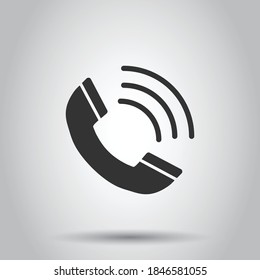 Phone icon in flat style. Telephone call vector illustration on white isolated background. Mobile hotline business concept.