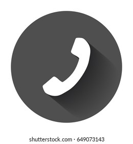 Phone icon in flat style. Vector illustration with long shadow.