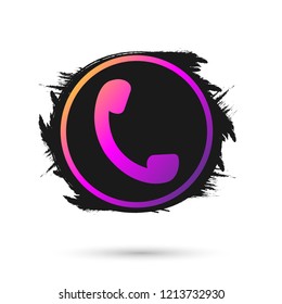 Phone icon, graphic design template, grunge brush, vector illustration