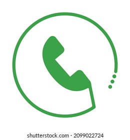 Un icono de teléfono en un círculo verde. Vector.