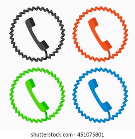 Phone icon, handset with coiled wire