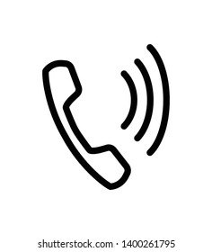 Phone Icon. Handset with waves. Telephone signal. Comunication symbol. Call Icon. Telephone sign. Call center. Online support sign. Color easy to edit. Transparent background.