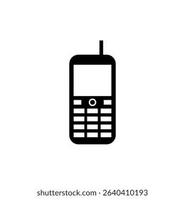 Phone icon illustration. Mobile device symbol. Black outline vector. White background.
