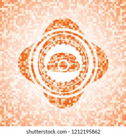 phone icon inside abstract orange mosaic emblem