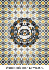 phone icon inside arabesque emblem background. arabic decoration.