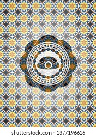 phone icon inside arabesque emblem background. arabic decoration.