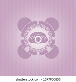 phone icon inside badge with pink background
