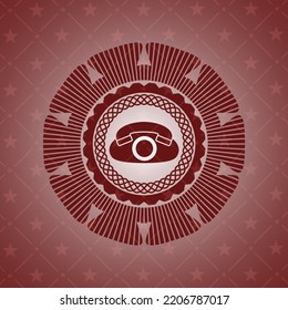 icono del teléfono dentro de la placa con fondo rojo. 