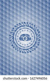 phone icon inside blue hexagon emblem.
