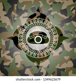 phone icon inside camouflaged emblem