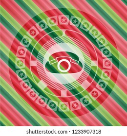 phone icon inside christmas badge background.