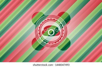 phone icon inside christmas style emblem.