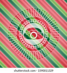 phone icon inside christmas style badge..
