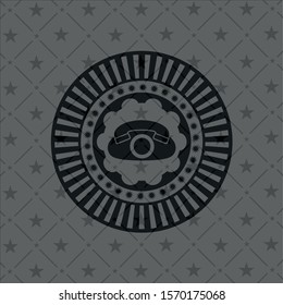phone icon inside dark emblem. Retro