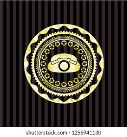 phone icon inside gold emblem