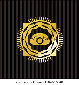 phone icon inside gold emblem