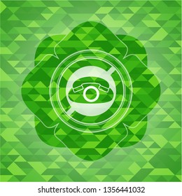 phone icon inside green emblem with mosaic background