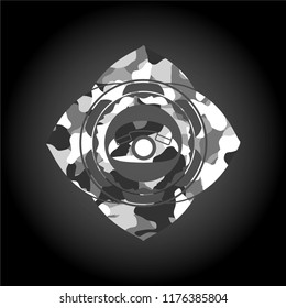 phone icon inside grey camo emblem