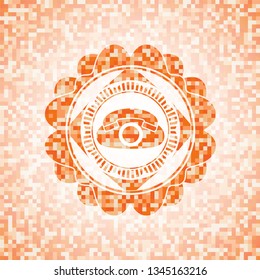 phone icon inside orange mosaic emblem