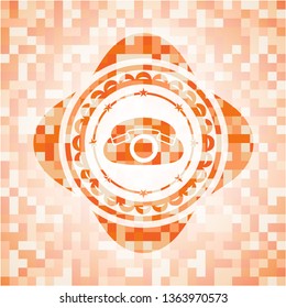 phone icon inside orange mosaic emblem