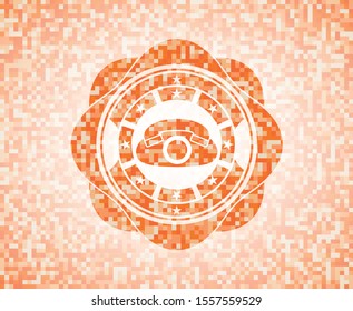 phone icon inside orange mosaic emblem