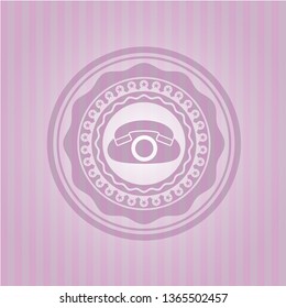 phone icon inside pink emblem